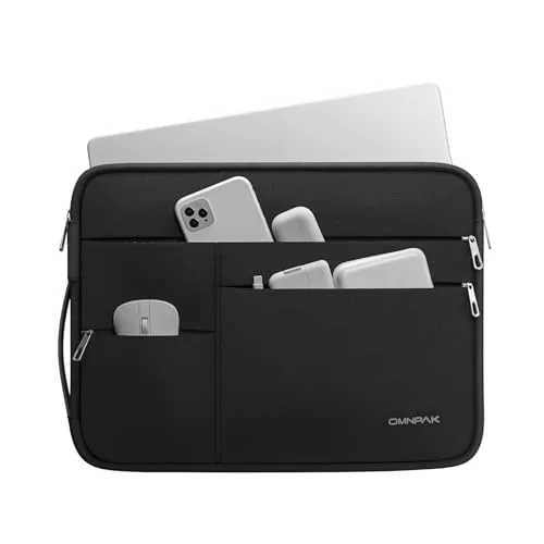 Omnpak Laptop Tasche Hülle Kompatibel mit Neu 13-Zoll MacBook Air M4/M3/M2/M1,MacBook Pro 13 M2/M1,Polsterung, Mehrfachfächer,Wasserabweisende Laptoptasche mit Tragegriff