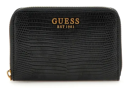 Guess SLG Medium Zip Around Wallet - Elegante Geldbörse im Schlangenleder-Look mit glänzender Lackoptik, ausgestattet mit 4 Kartenfächern und sicherem Münzfach – ideal für stilbewusste Damen.