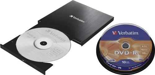 Verbatim Slimeline DVD-Brenner Extern USB 3.2 Gen 1 Schwarz - Multimedia - Kompakter externes CD/DVD-Laufwerk mit USB-C-Anschluss, ideal für Notebooks und Ultrabooks. Inklusive Nero-Software für einfaches Brennen und Archivieren.