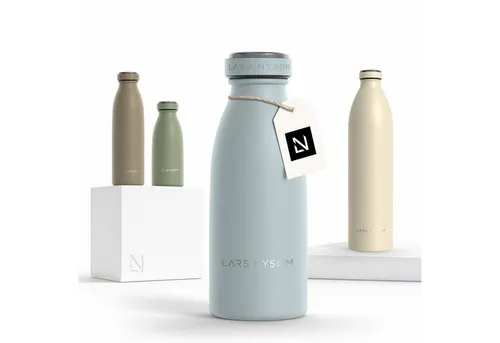 LARS NYSØM Thermoflasche Ren, Isolierflasche mit Vakuum Isolierung: 12h heiß / 24h kühl