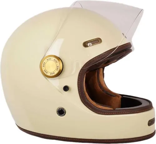 By City Roadster III Cream - Glasfaser Integralhelm (L) - Hochwertiger Integralhelm aus Glasfaser mit herausnehmbarem Innenfutter. Optimaler Schutz und Komfort dank integrierter Belüftung und Antibeschlag-Visier. Ideal für Motorradfahrer, inklusive Tragetasche und ECE-Zulassung.