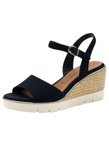 Tamaris Sandalette Damen Keilabsatz blau, EU 40 - Bequeme Tamaris Sandalette mit TOUCH-IT Funktion für optimalen Tragekomfort. Der stilvolle Keilabsatz vereint Eleganz mit Alltagstauglichkeit. Ideal für jeden Schritt!
