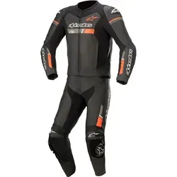 Alpinestars GP Force Chaser Lederkombi 2tlg. - Schwarz/Neon-Rot - Größe 58 - Motorradkombis mit unübertroffener Abriebfestigkeit, Tech-Air® 5 kompatibel für maximalen Aufprallschutz und hervorragende Passform.