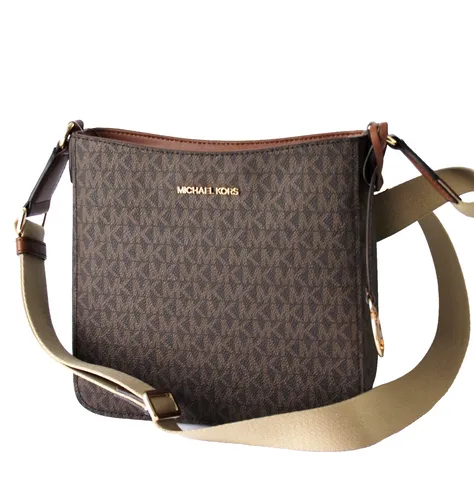 MICHAEL KORS JET SET TRAVEL Umhängetasche - Elegante Crossbody-Tasche in Braun - Umhängetasche für Damen aus robustem Canvas mit edlem Goldverschluss. Ideal für elegante Anlässe und ausgestattet mit praktischen Fächern.