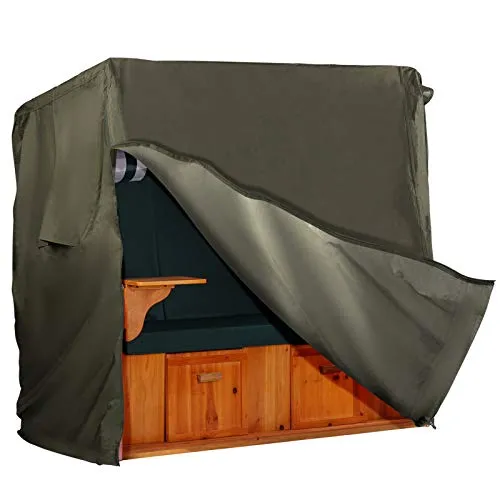 Strandkorb Hanse Schutzhülle XXL 155cm - Abdeckhaube für Strandkörbe, winterfest aus robustem 600D Oxford-Gewebe – schützt zuverlässig vor Regen, Schnee und UV-Strahlen.