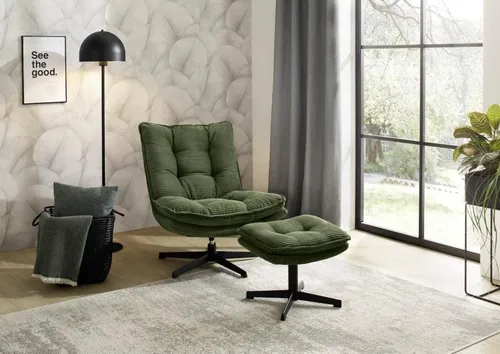 Jockenhöfer Gruppe Relaxsessel Kasper mit Hocker, 360° Drehfunktion, grün 426/03 - Funktionssessel mit bequemer Schaumpolsterung und 360° Drehfunktion, ideal für entspannte Stunden. Trendiges Design und praktische Ausstattung für Ihr Zuhause.