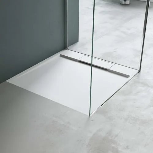 Mai & Mai Duschwanne 80x80x4cm Mineralguss - Quadratische Duschtasse aus robustem Mineralguss, pflegeleicht und mit integriertem Gefälle für schnelles Abfließen. Ideal für eine elegante, ebenerdige Montage.