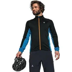 Schöffel Piambello Full-Zip Langarmshirt für Herren – Schwarz/Blautöne, Größe 52 - Optimales Langarmshirt für Radfahrer: Bietet maximale Bewegungsfreiheit, schnelltrocknendes Material und hohen Tragekomfort für ein angenehmes Körperklima auf jedem Terrain.