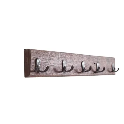 DESIGN DELIGHTS Vintage WANDGARDEROBE CASA - Garderobenständer aus Recyclingholz, 10 Kleiderhaken für Jacken und Taschen, handgefertigt mit Vintage-Charme, ideal für Flur, Badezimmer oder Küche.