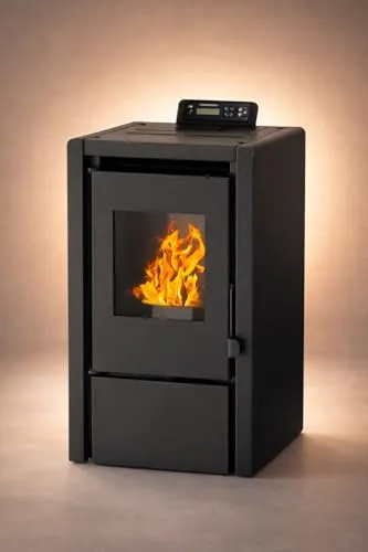 NEMAXX Pelletofen PC5 Schwarz 5,3 kW – kompakte Raumheizung bis 120 m³ – platzsparend, (Manuelle Steuerung, Überhitzungsschutz, Unterdrucksicherung, Autoabschaltung, Wi-Fi Ready (optional), einfache Handhabung, zuverlässiger Heizbetrieb, effizient