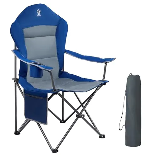 EVER ADVANCED Luxus Campingstuhl - Faltbar & 160KG belastbar - Camping-Stühle mit hoher Rückenlehne und bequemen Polsterungen, ideal für stundenlanges Sitzen beim Camping, Angeln oder im Garten. Faltbar und leicht transportierbar für maximale Flexibilität.