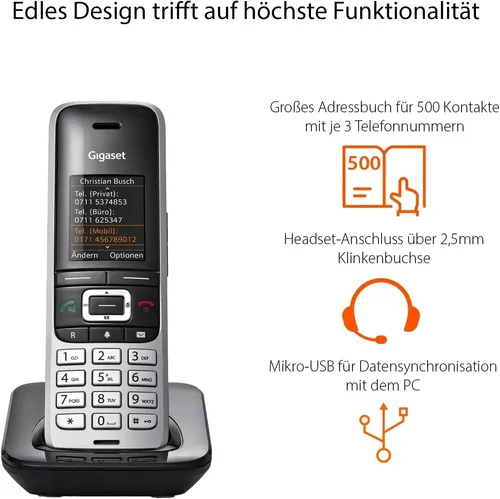 Gigaset PREMIUM 100HX DECT-Mobilteil - Festnetztelefon mit brillanter Voll-Duplex-Qualität, ideal für die Nutzung mit gängigen Routern, inklusive umfangreicher Funktionen wie großem TFT-Display und bis zu 500 Kontakten.