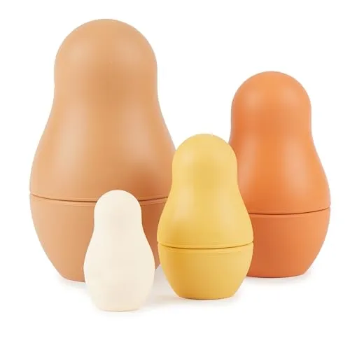 Bieco Silikon Matroschka für Kinder Chocolate Bliss | Badespielzeug ab 1 Jahr | Montessori Spielzeug | Babuschka Puppen Badespielzeug Silikon Spielzeug