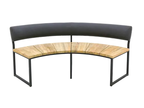 Zebra Onyx Viertel-Bank mit Rückenlehne - Alu in turmalin grey - Gartenmöbel aus recyceltem Teak, bietet modernen Komfort und Nachhaltigkeit für Ihren Außenbereich.