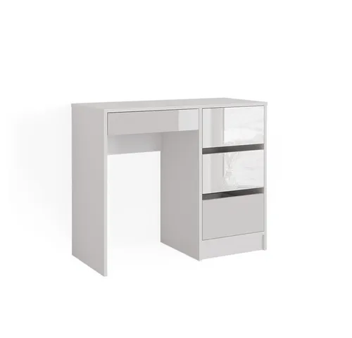 Vicco Schreibtisch Sherry, Weiß Hochglanz, 90 x 40 cm - Eleganter Schreibtisch mit 3 Schubladen in Weiß Hochglanz, ideal für stilvolle Arbeitsplätze und Home Offices. Optimaler Stauraum und modernes Design vereinen sich hier.
