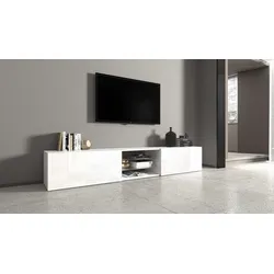 Lowboard INOSIGN "Egypt,Lowboard,TV-Kommode,TV-Möbel,TV-Bank", weiß (weiß hochgla), Breite 240cm, FSC-zertifizierter Holzwerkstoff, Glas, Sideboards, mit 2 Klappen, 2 Glasböden,kompl. Hochgl. lackiert (B/T/H)240x38x35 cm