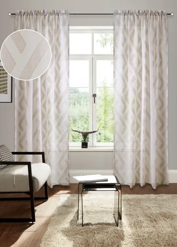 Gardine BRUNO BANANI "Lynn" Gr. 1, beige (sand), B:140cm H:145cm