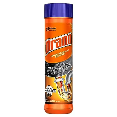 Drano Extra Stark - Power-Granulat Rohrfrei - Abflussreiniger Granulat für effektive Rohrreinigung in der Küche. Entfernt Fett und Gerüche in nur 15 Minuten. Ideal für 10 Anwendungen (500g)!