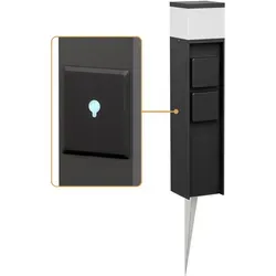 ledscom.de Pollerleuchte PODEL mit Erdspieß für Außen, Smart Home, 39cm, schwarz - Moderne Pollerleuchte mit 2 Steckdosen und G9 Leuchtmittel für individuelles Licht. Ideal für Gartenwege und Einfahrten, spritzwassergeschützt (IP44) und steuerbar über App oder Sprachbefehle.