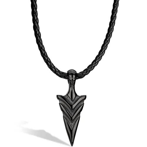 SERASAR Herren Lederkette mit Anhänger - 60cm Schwarz - Ketten für Herren, elegantes Design aus echtem Rindsleder mit abnehmbarem Edelstahl-Anhänger, perfekt als Geschenk in einer stilvollen Schmuckschachtel.