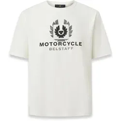 Belstaff Motorcycle Build-Up T-Shirt in Weiß, Größe XL für Männer - Stylisches T-Shirt aus 100% Baumwolle mit Rundhalsausschnitt und auffälligem Belstaff Print. Ideal für lässige Looks und den täglichen Einsatz.