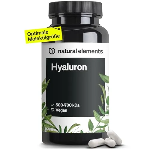 Hyaluron Kapseln NATURAL ELEMENTS - Nahrungsergänzungsmittel für Haut und Gelenke, unterstützt die Feuchtigkeit der Haut und fördert die Beweglichkeit.