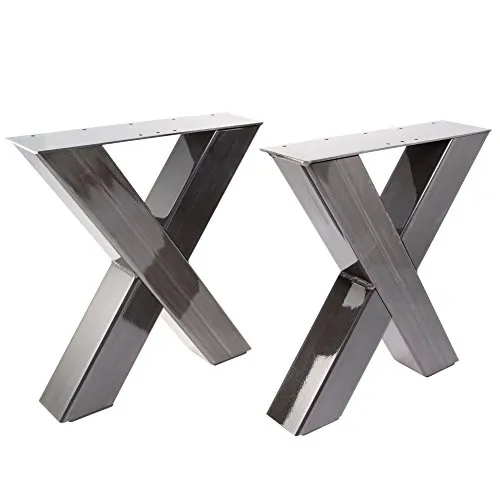 Bentatec 2er Set Bankgestell X 8080 in Stahl Optik - Bankbeine - Bank X - Sitzbank - Loft DIY Projekt Metall