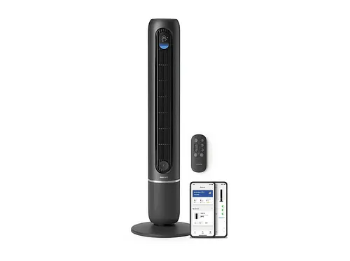 PHILIPS 7000 Series CX7550/01, Aromatherapie, Timer-Funktion, Fernbedienung, DC-Motor, Air+ App, Smart Turmventilator Dunkelgrau/Metall (30 Watt)