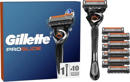 Gillette ProGlide Flexball Systemklingen 10er + Handstück - Rasierer Herren, bietet ikonische Rasurpräzision und Komfort durch einen größeren Gleitstreifen für ein sanftes Gleiten.