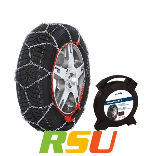 Pewag Brenta 9 Schneeketten Paar XMB 79 - Schnee-, Anti-Rutsch-Ketten & Schneesocken, ideal für Fahrzeuge mit geringem Freiraum im Radkasten, einfache Montage dank Innenverschluss und mit Felgenschutz.