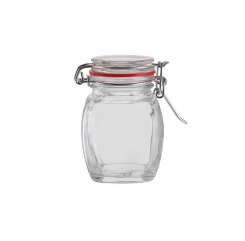 axentia Vorratsglas Drahtbügelglas 123774 - Eckig mit farbigem Ring - Vorratsglas mit Silikon-Dichtungsring, ideal für die Aufbewahrung von Lebensmitteln. Kompakt und stylisch in Türkis, Pink, Rot oder Grün - perfektes Design für jede Küche!