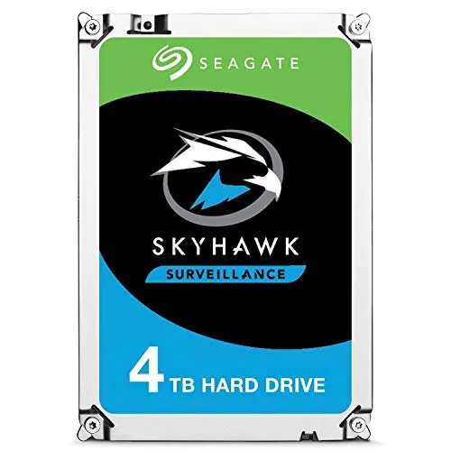 Seagate ST4000VX007 Skyhawk - 4TB Interne Festplatte - 3,5-Zoll-Festplatte SkyHawk, optimiert für Überwachungsanwendungen mit hoher Zuverlässigkeit und 24/7 Betrieb.