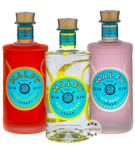 Malfy Gin Set - Arancia, Rosa & Limone - Gin Set mit fruchtigen Aromen von Arancia, Rosa & Limone – Erlebe den italienischen Flair und die Vielfalt des Malfy Gins. Perfekt für Gin-Liebhaber!
