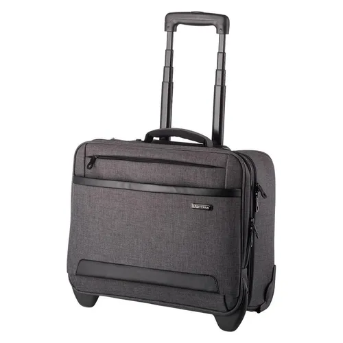 LightPak Business-Trolley Arkon 46134 - Grau, 15 Zoll Laptopfach - Notebook-Tasche mit gepolstertem Laptopfach für Geräte bis 15 Zoll, ideal für Geschäftsreisen und Übernachtungen, mit geräumigem Hauptfach und robusten Rollen.