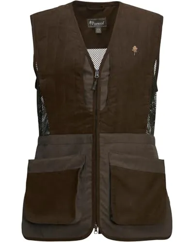 Pinewood 3824 Jagdweste Damen Suede Brown XL - Wander- & Outdoor-Westen für Frauen mit stark belüftetem Netzgewebe und leicht gepolstertem Joch für optimalen Komfort beim Jagen und Wandern.