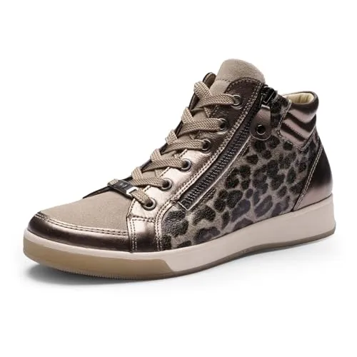 ARA Sneaker Glattleder Damen, Gr. 41, braun (leopard) - Casual Sneaker aus hochwertigem Glattleder mit bequemem Wechselfußbett und praktischer Schnürung für optimalen Tragekomfort – ideal für den Alltag!