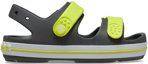 Crocs Unisex Kinder Crocband Cruiser Sandal T - Slate Grey/Acidity, 19/20 EU - Clogs & Pantoletten für Jungen, leicht und bequem mit schwenkbaren Fersenriemen für sicheren Sitz, ideal für Strand, Pool und Freizeit.