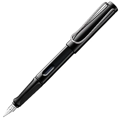 Lamy safari black Füller - Ergonomischer Füllhalter mit polierter Stahlfeder in Strichbreite B, zeitloses Design und robustes ASA-Kunststoffgehäuse