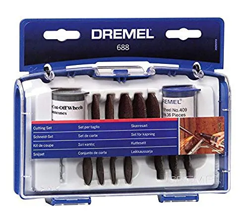 Dremel 688 Mehrzweck Schneide-Set, Zubehörsatz für Multifunktionswerkzeug mit 68 Trennscheiben und 1 Aufspanndorn zum Schleifen und Polieren von Metall, Kunststoff, Stahl, Ziegelstein, Marmor, Kupfer
