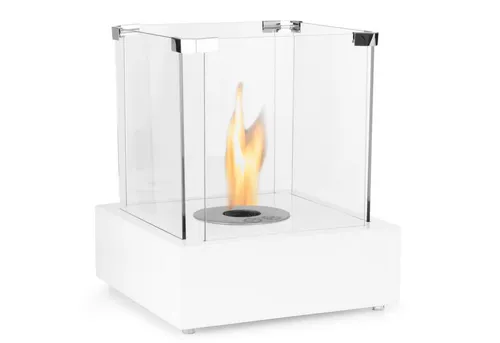 Moritz Ethanol Kamin Tischkamin – 35 x 30 x 30 cm, weiß - Kaminöfen - Genießen Sie romantische Abende mit echtem Kaminfeuer ohne Rauch und Asche. Ideal für Innen- und Außenbereiche, mit 0,8 Liter Edelstahl-Brenner für nachhaltige Wärme.