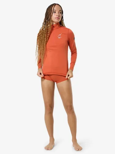 Super.Natural Damen Tundra175 Zip 1/4 Bunny Longsleeve (Größe S, orange) - Bequemer Pullover mit Stehkragen und Zip, aus warmer Merinowolle und Funktionsfasern, ideal für verschiedene Anlässe und pflegeleicht.
