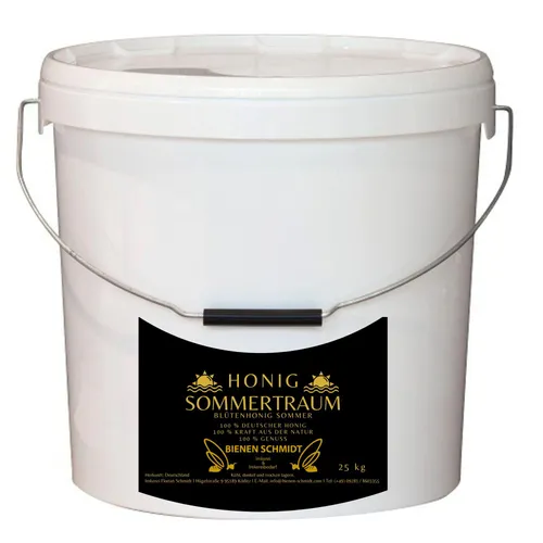 BIENEN SCHMIDT Honig "SOMMERTRAUM" 500 g – Reiner Sommerblütenhonig aus Oberfranken - Genießen Sie unseren hochwertigen Sommerblütenhonig aus der Region Frankenwald. Der kräftige Geschmack und das unverwechselbare Aroma machen ihn ideal für Porridge, Toast und viele weitere Gerichte.