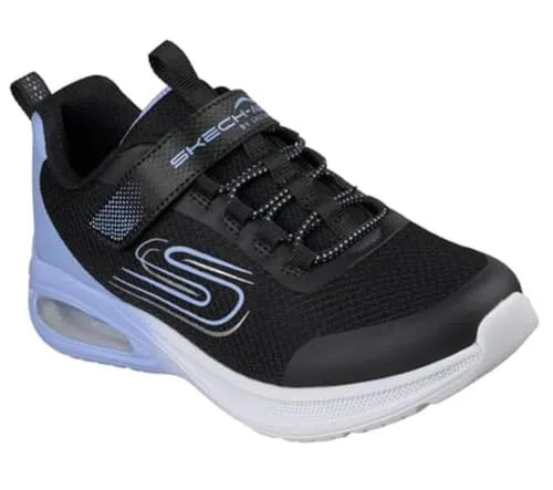 Skechers Sneaker "MICROSPEC MAX ADVANCE" - Slip-On mit Klettverschluss - Sneaker in schwarz-flieder mit S-Logo, ideal für Kinder und bequem durch den Slip-On-Stil, inklusive Größenschablone zum Download.