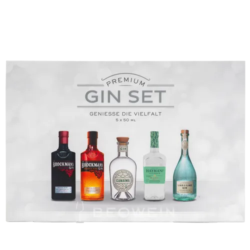 Sierra Madre Premium Gin Set - Gin Tasting Set mit 5 x 5cl von Hayman’s Old Tom, Brockmans, Lind and Lime & Canaima - ideal für Gin-Liebhaber und Entdecker neuer Geschmäcker!