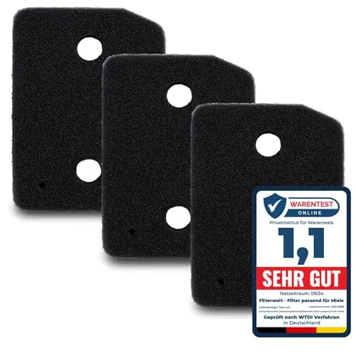 3er Set Filter für Miele T1 9164761 - Waschmaschinen- & Trocknerteile, optimiert die Trocknerleistung mit Fein- und Grobfiltern für eine effiziente Wäschetrocknung.