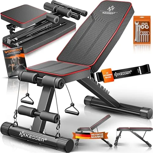 KESSER Multifunktionale Hantelbank 500kg - Hantelbänke für Ganzkörpertraining, klappbar und verstellbar, ideal für Bankdrücken und mehr - maximale Belastbarkeit von 500 kg.