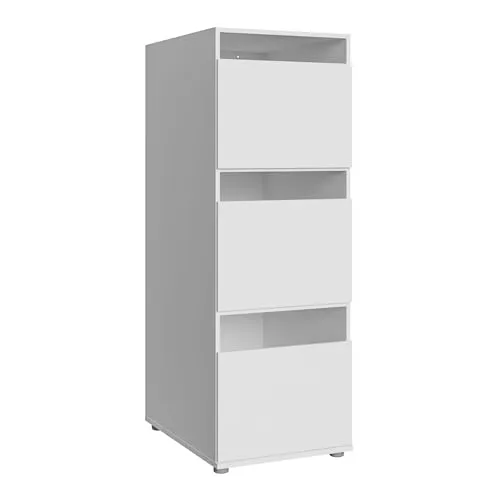 Forte WASHCAB 50, moderner Badezimmerschrank zur Aufbewahrung von Putz- und Waschutensilien, 3-türig, Badezimmer, Holzwerkstoff, Weiß, 50 cm breit x 143,3 cm hoch x 67,5 cm tief