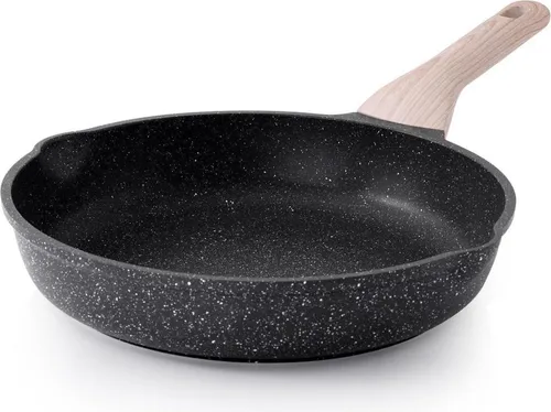 Kordisen Bratpfanne 28 cm – Granit Antihaftbeschichtung für alle Herdarten - Die Kordisen Bratpfanne mit 28 cm Durchmesser bietet eine hochwertige Granitbeschichtung für müheloses Kochen und einfache Reinigung. Ideal für alle Herdarten, inklusive Induktion und Gas. Genießen Sie sicheres Kochen dank hitzebeständigem Griff.