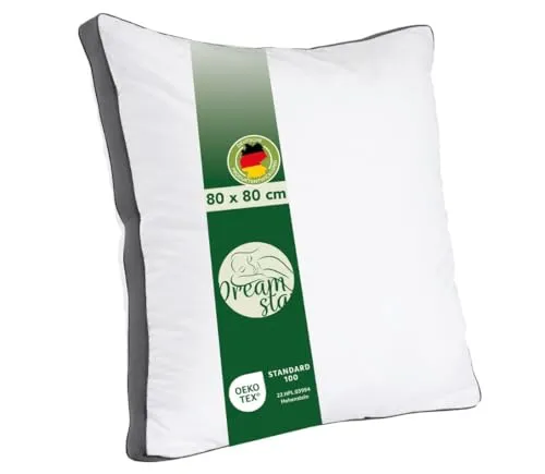 Dreamstar Wohlfühlkissen 40x80 cm, stützend und atmungsaktiv, für Seitenschläfer und Bauchschläfer - Das Dreamstar Kopfkissen bietet optimalen Stützkomfort mit hochwertiger Hohlfaser-Füllung und atmungsaktivem Klimaband. Ideal für einen erholsamen Schlaf – auch für Allergiker geeignet.
