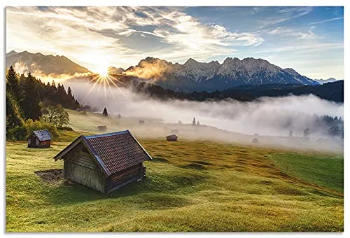 ARTland Wanddeko Wandbild Alu Verbundplatte für Innen & Outdoor Bild 120x80 cm Landschaftsbilder Bayern Berge Alpen Natur Allgäu Landhausstil U2EX